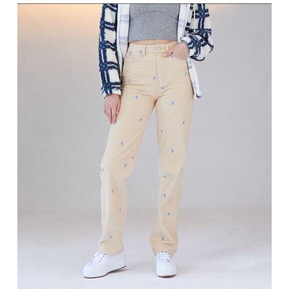 PacSun Micro Embroidered Mushroom 90s Boyfriend Jeans 25 - Picture 1 of 8